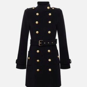 L'AGENCE Black Trench Coat with Gold Buttons